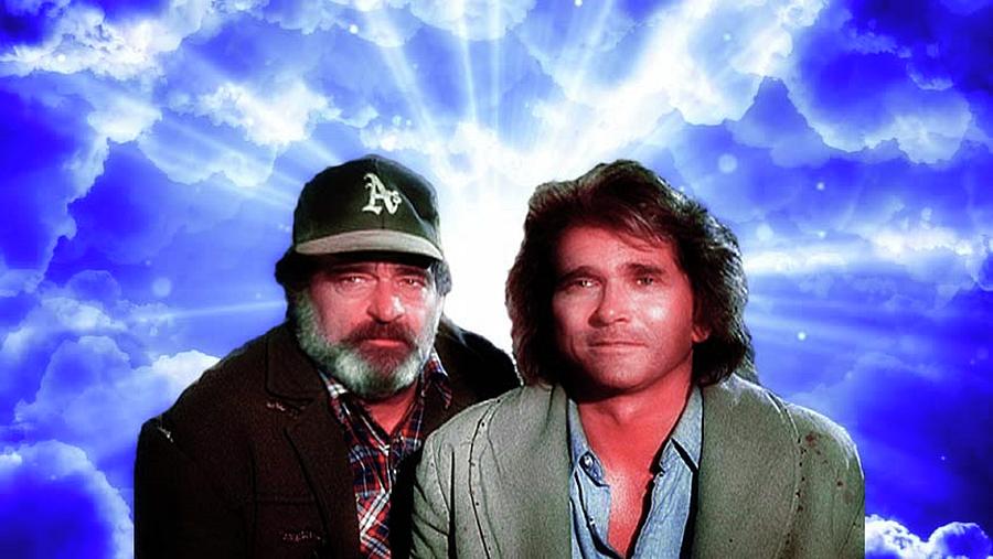 Victor French and Michael Landon - Real Angels Now Mixed Media by Teresa Trotter