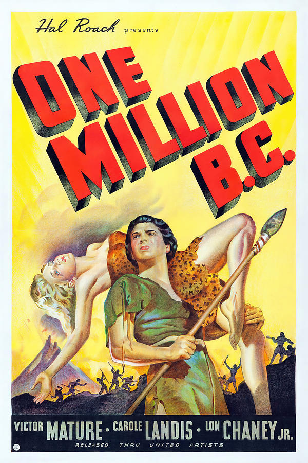 VICTOR MATURE and CAROLE LANDIS in ONE MILLION B. C. -1940-, directed by HAL ROACH. Photograph by Album