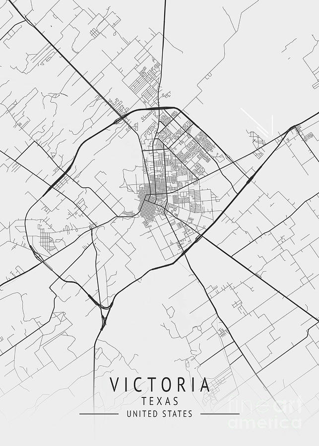 Victoria - Texas US Gray City Map Digital Art by Tien Stencil