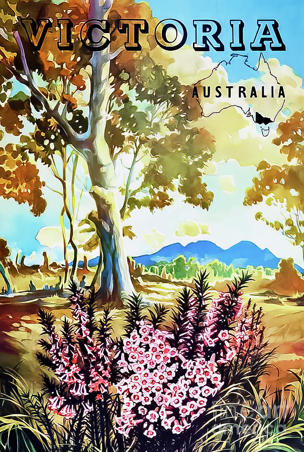 Victoria Australia Travel Poster 1944 Drawing by M G Whittingham
