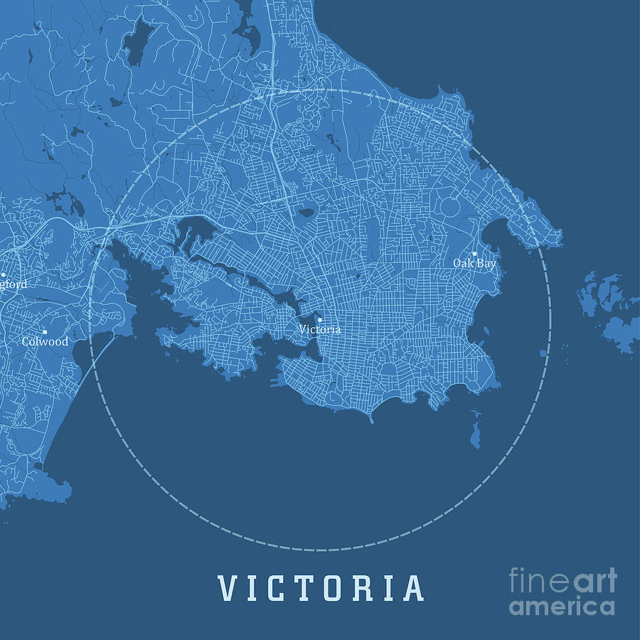 Victoria Bc City Vector Road Map Blue Text Frank Ramspott 