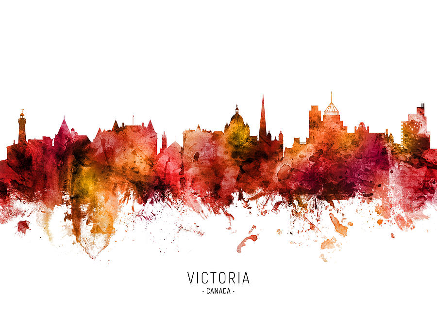 Skyline Digital Art - Victoria Canada Skyline #05 by Michael Tompsett