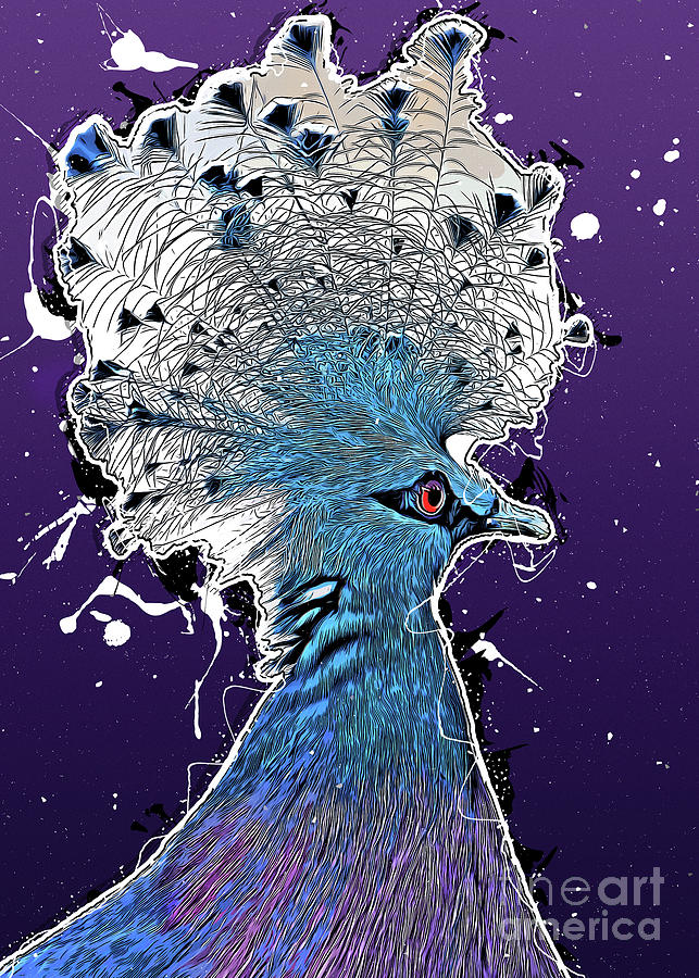 Victoria crowned pigeon #pigeon Digital Art by Justyna Jaszke JBJart