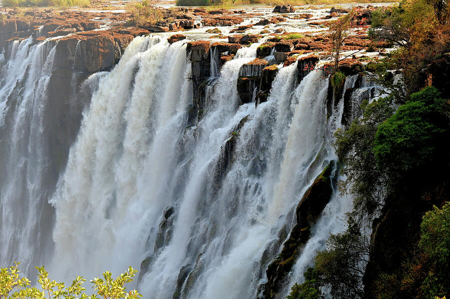 Waterfall Photograph - Victoria Falls on the Zambezi River from Zambia Africa by Sheri Fresonke Harper