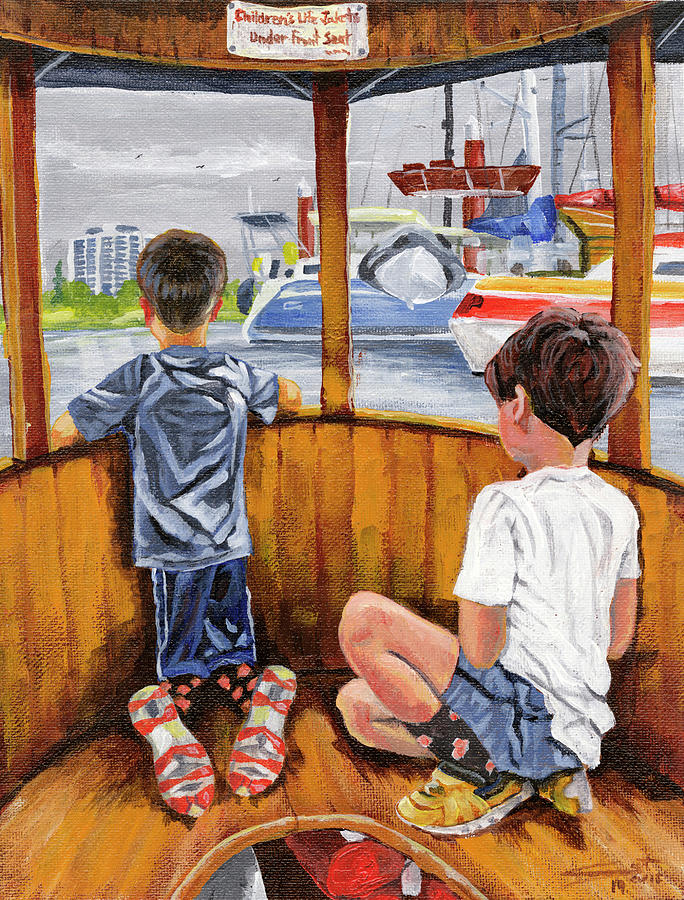 Victoria Harbor Ferry Painting by Scott Dewis