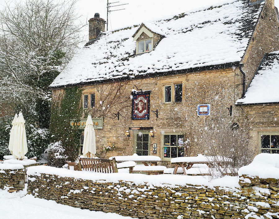 Winter Photograph - Victoria Inn Eastleach Turville in the Winter Snow  by Tim Gainey