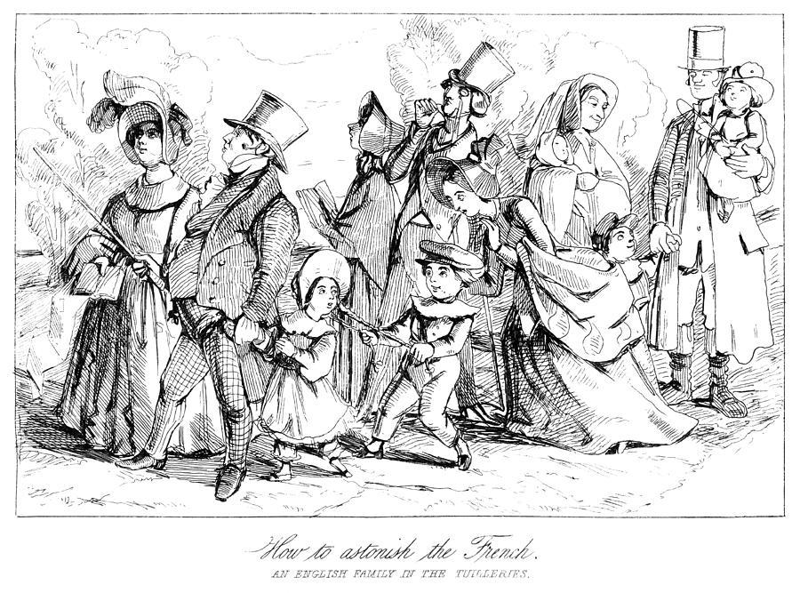 Victorian English family in The Tuilleries Drawing by Whitemay