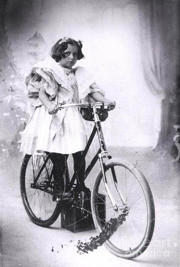 Victorian Era Little Girl and Bicycle Photograph by Michael Butkovich ...