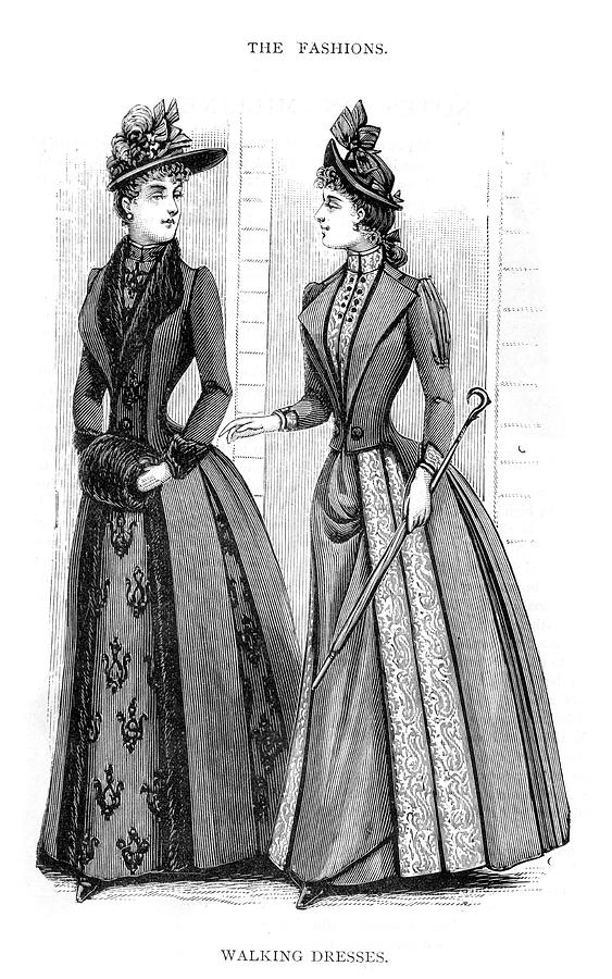 Victorian Fashion Walking Dresses 19th Century Drawing by Duncan1890
