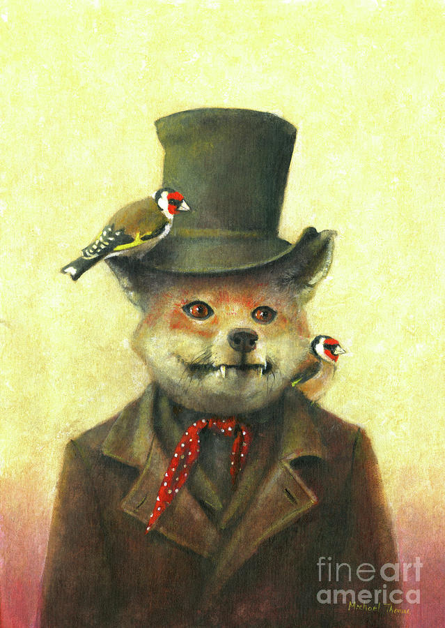 Victorian Fox And Gold Finch Painting by Michael Thomas - Fine Art America