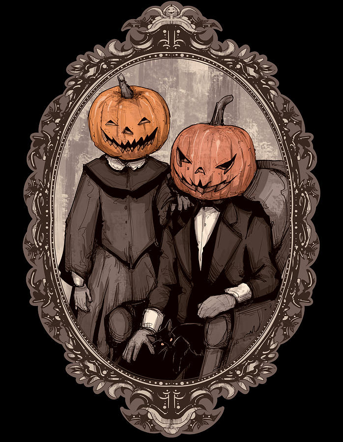 Vintage Drawing - Victorian Halloween by Ludwig Van Bacon