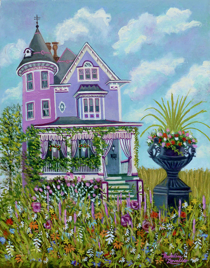 Victorian House and Garden Painting by Madeline Lovallo