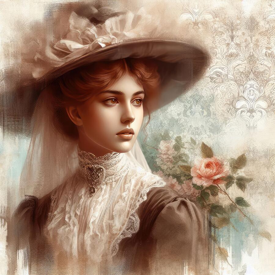 Hat Digital Art - Victorian Lady by Kim Hojnacki