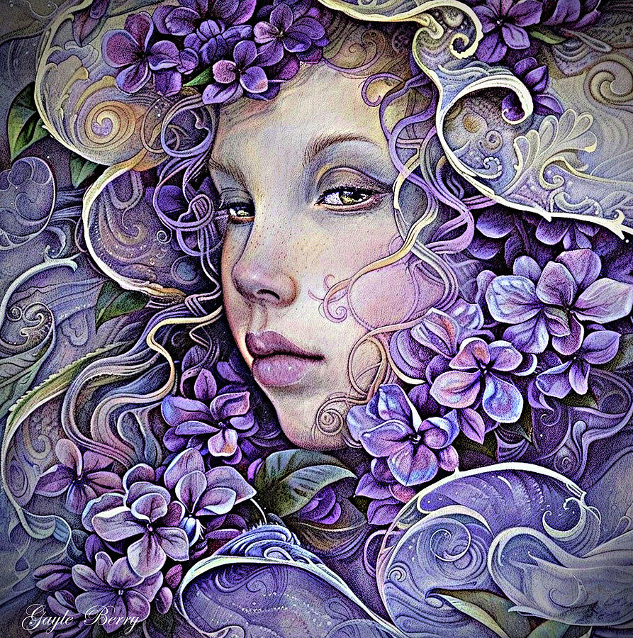 Flower Mixed Media - Victorian Lilac Lady by Gayle Berry