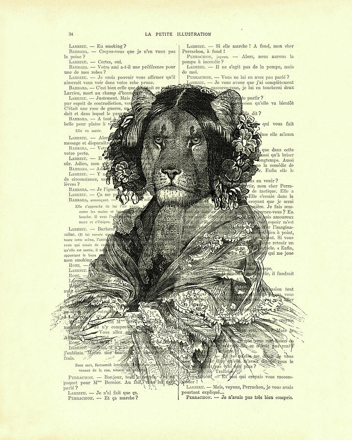 Wildlife Digital Art - Victorian Lioness Lady by Madame Memento