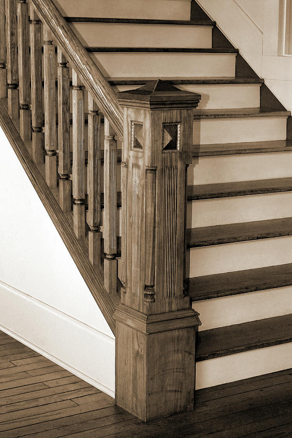 Victorian Staircase Sepia Photograph by Connie Fox