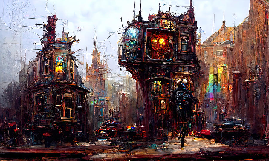Victorian Steampunk City, 05 by AM FineArtPrints