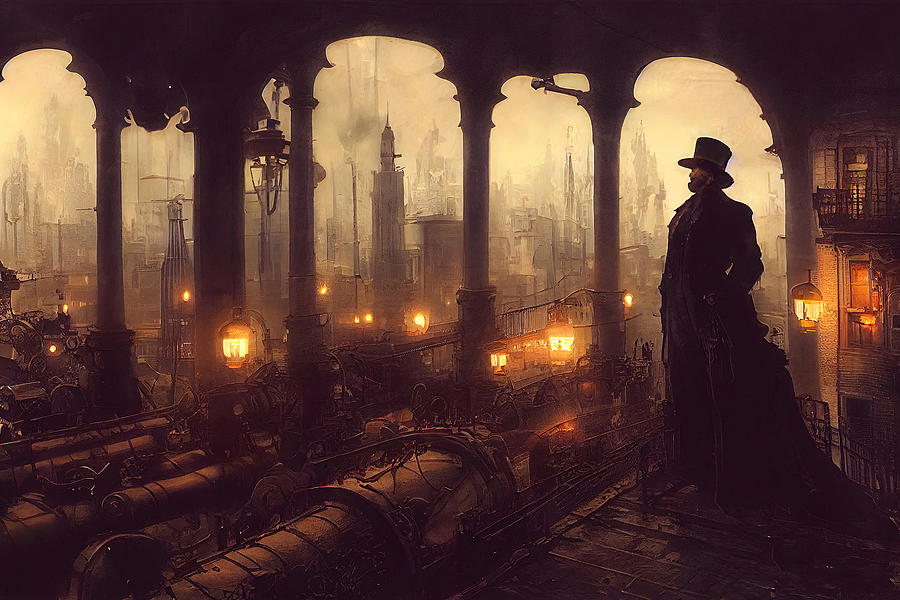 Victorian Steampunk City, 08 Painting