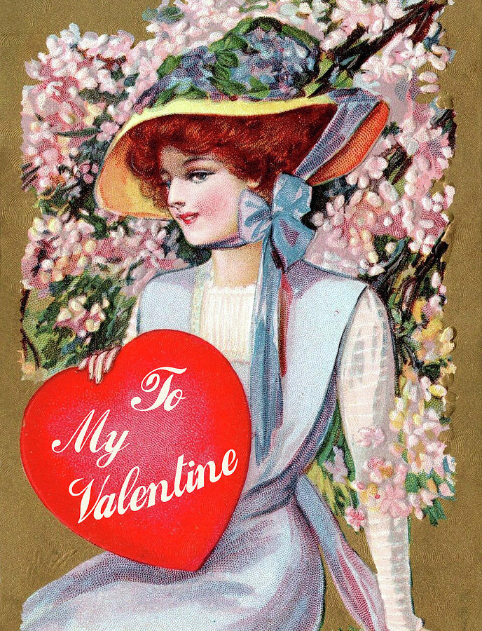 Victorian Woman with Valentine Heart Digital Art by Long Shot