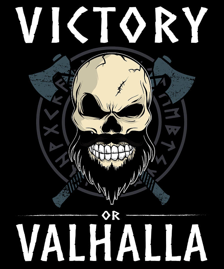 Victory or Valhalla Viking Skull with Beard and Painting by Stevens ...