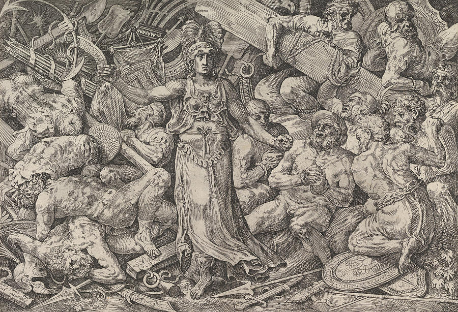 Victory Surrounded by Prisoners and Trophies Relief by Frans Floris