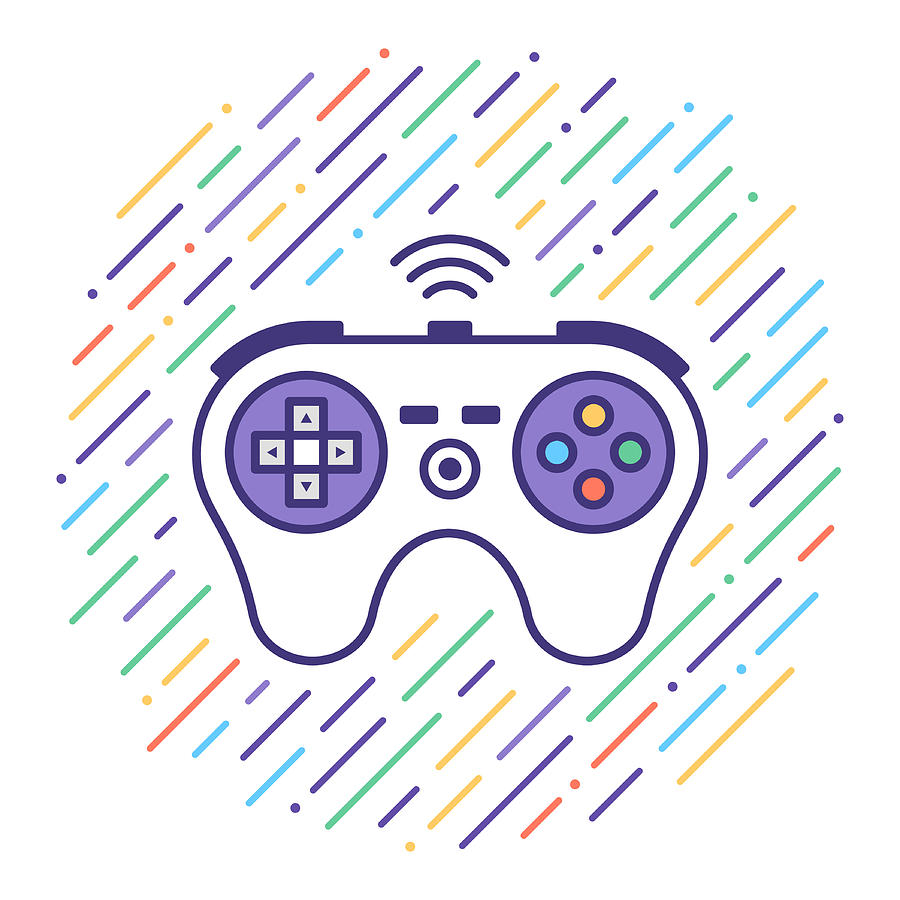 Video Game Flat Line Icon Illustration Drawing by Ilyast