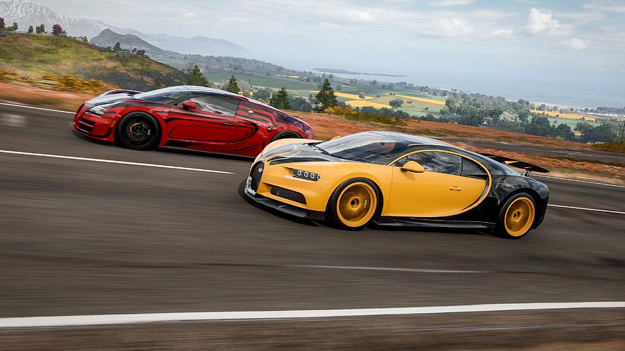 Video Game Forza Horizon 4 Forza Bugatti Chiron Digital Art by YoYo