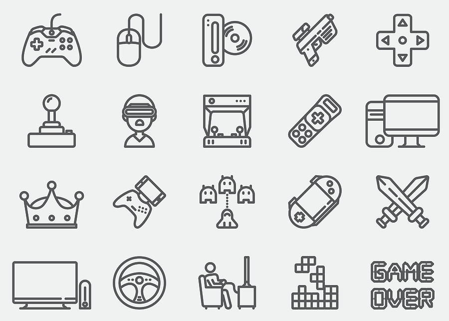Video game Line Icons Drawing by LueratSatichob