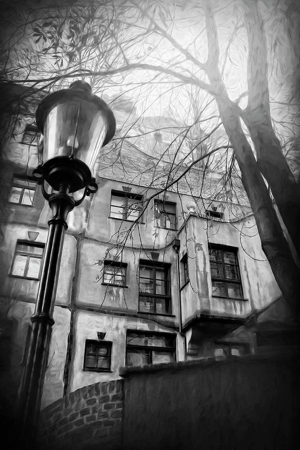 Vienna Austria Hundertwasser House Black and White  Photograph by Carol Japp