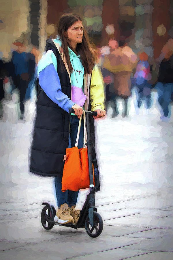 Vienna Girl on a Scooter Digital Art by John Haldane