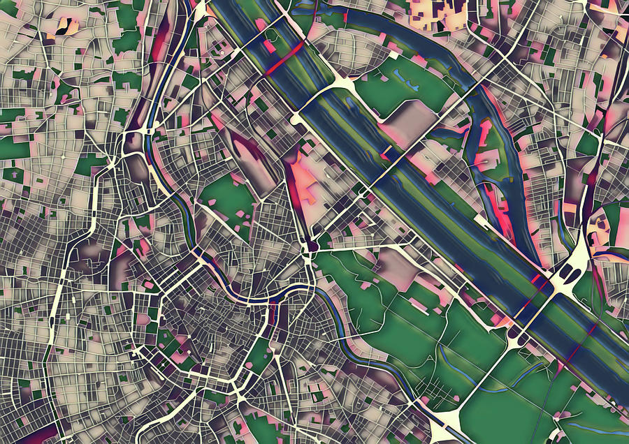Vienna Pop Art City Map Digital Art by Christian Pauschert