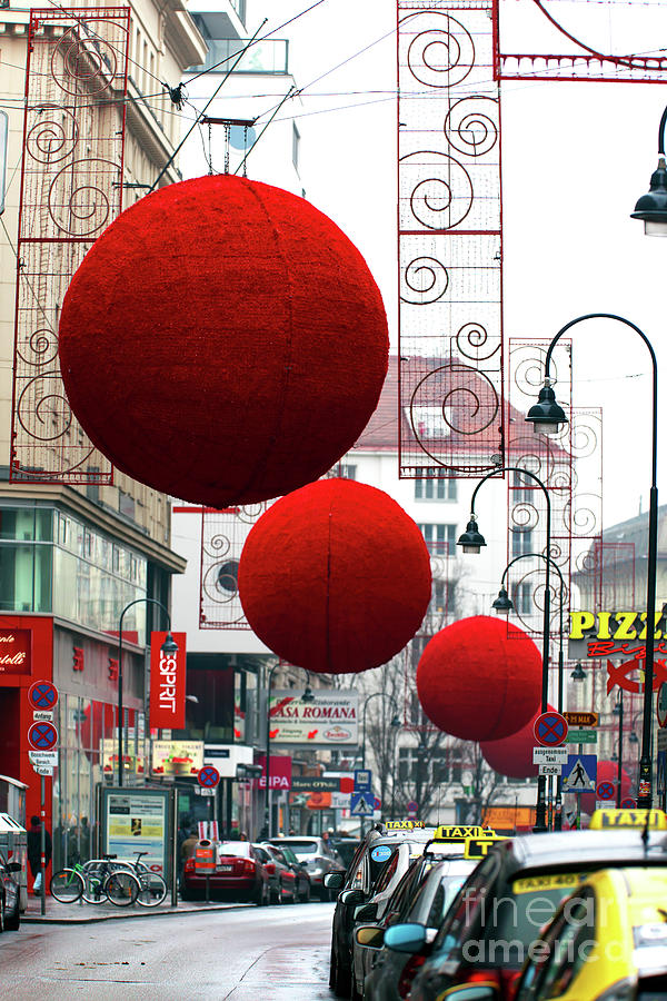 Vienna Red Christmas Balls in Austria Photograph by John Rizzuto
