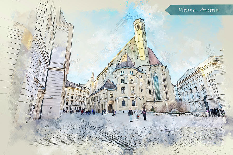 Vienna sketch Digital Art by Ariadna De Raadt