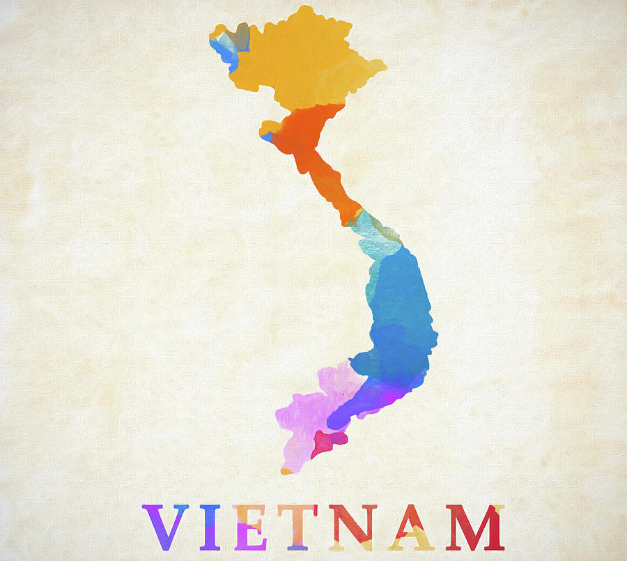 Vietnam Color Splash Map Painting by Dan Sproul