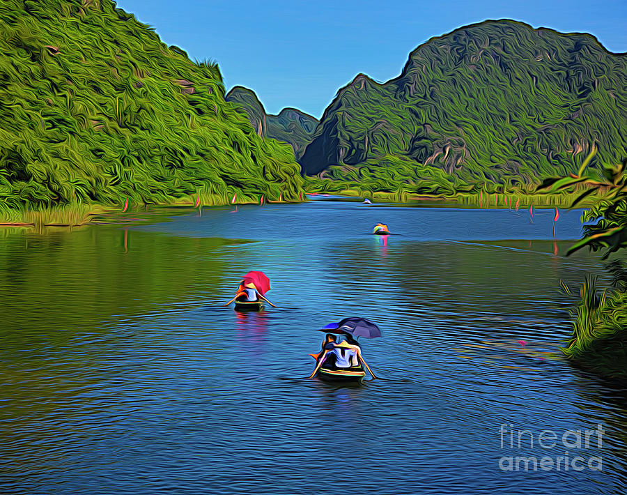 Boat Photograph - Vietnam Tam Coc Park  by Chuck Kuhn
