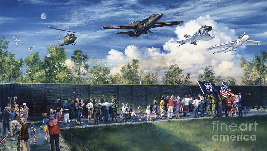 Vietnam Veterans Memorial Flyover Painting by Randy Green