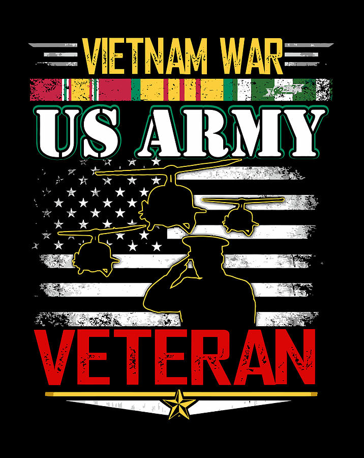 Vietnam War Us Army Veteran Flag Gift Veteran's Day Gift Drawing By 