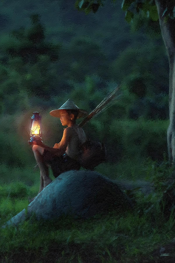 Vietnamese Boy With Lantern - DWP1822614.jpg Painting by Dean Wittle