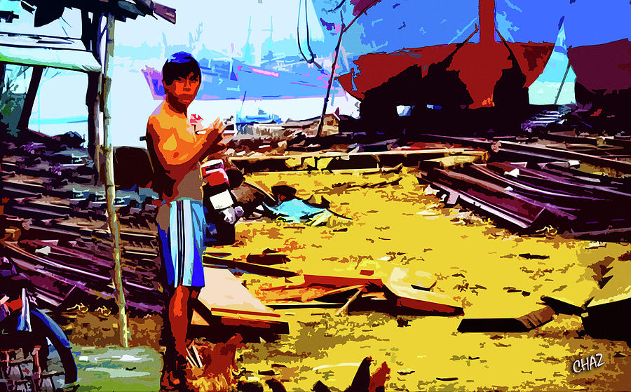 Vietnamese Shipyard worker Painting by CHAZ Daugherty