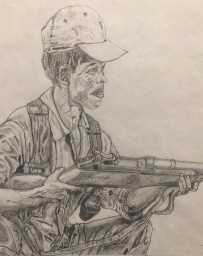 Vietnamese Soldier Drawing by Casey T Mitchell