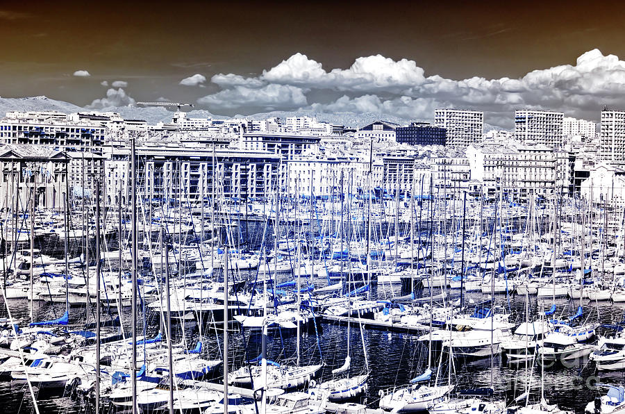Vieux Port Clouds Infrared in Marseille Photograph by John Rizzuto