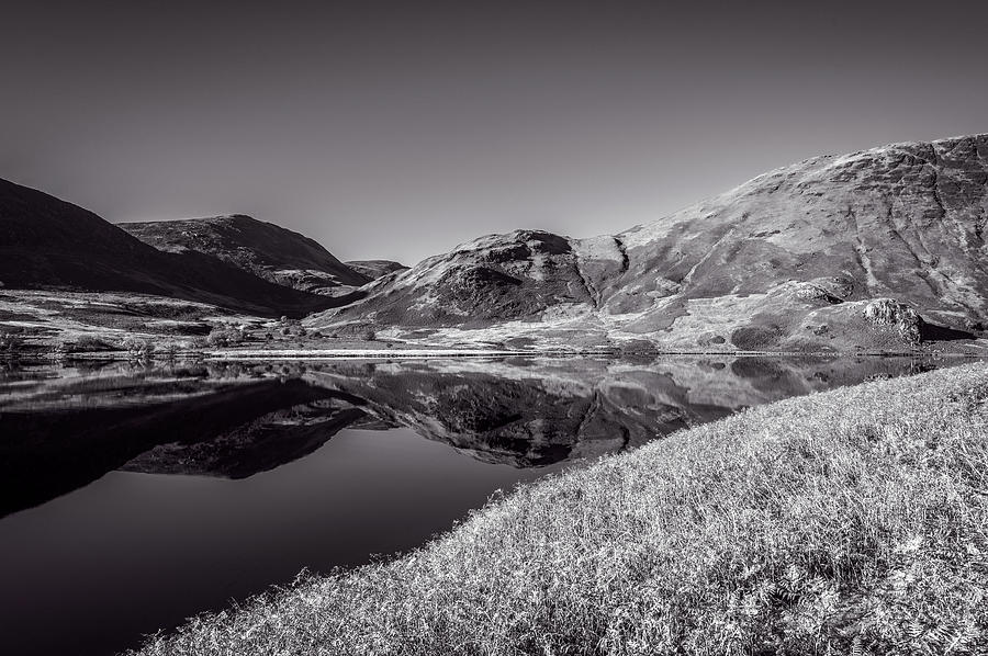 View across Crummock Water Black and White Photograph by Roy Pedersen