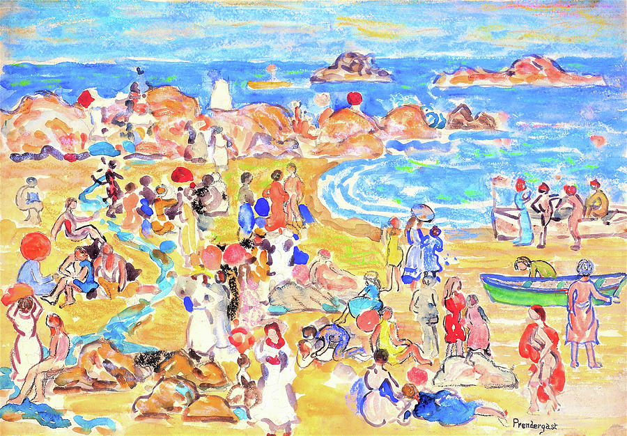 View along new england coast - Digital Remastered Edition Painting by Maurice Brazil Prendergast