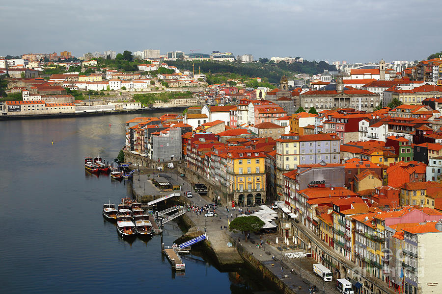View along River Douro waterfront Ribeira Porto Portugal Photograph by James Brunker