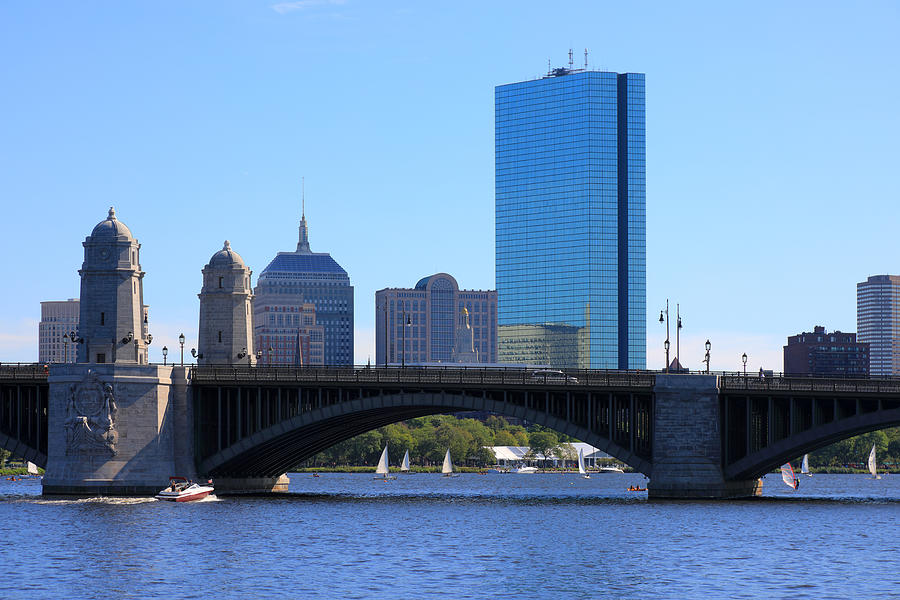 View at Longfellow Bridge with 200 Clarendon, former John Hancock Tower in the background Photograph by Rainer Grosskopf
