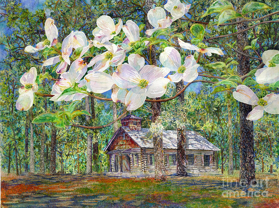 View Beyond Dogwood, Mission Tejas State Park Painting
