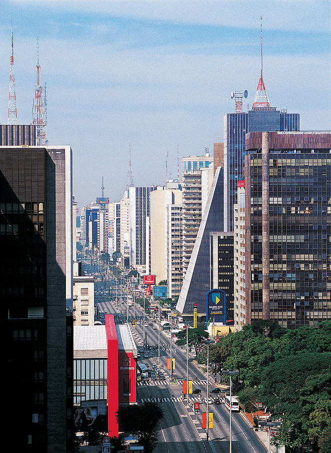 View down Avenida Paulista, Sao Paolo, Brazil Photograph by Jeremy Woodhouse