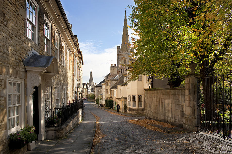 View down Barn Hill, Stamford, Lincolnshire Photograph by Travelpix Ltd