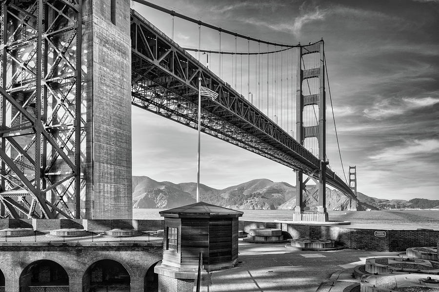 Architecture Photograph - View from Fort Point 1 BW by Jerry Fornarotto