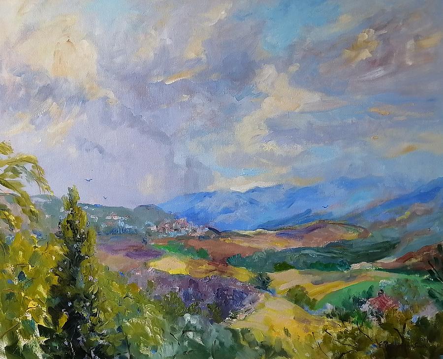 View from Groznjan, Croatia Painting by Elinor Fletcher